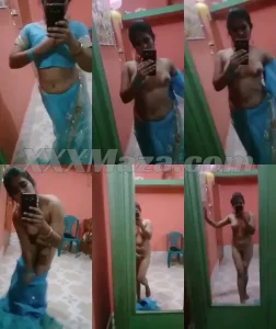 Bangladeshi Bhabhi Saree Removing in Front of Mirror